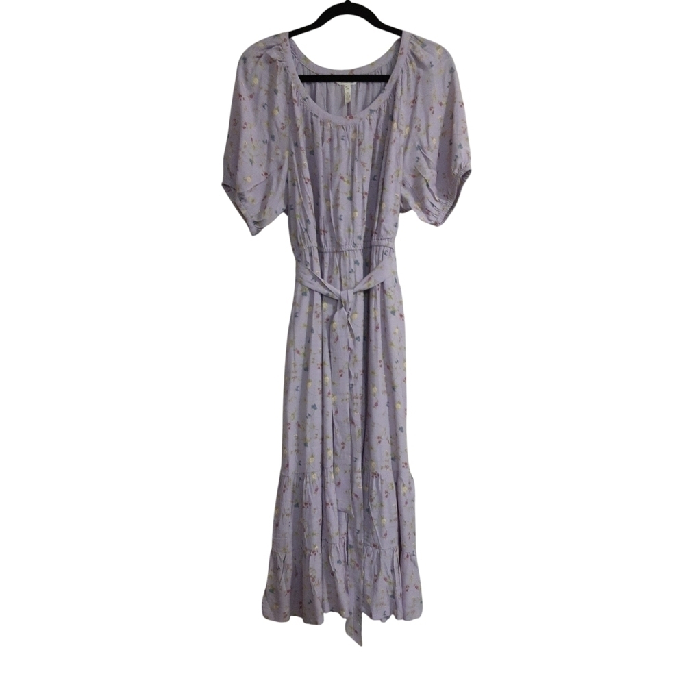 Matilda James maxi dress women L tiered floral waist belted cottage-core casual - Picture 9 of 9